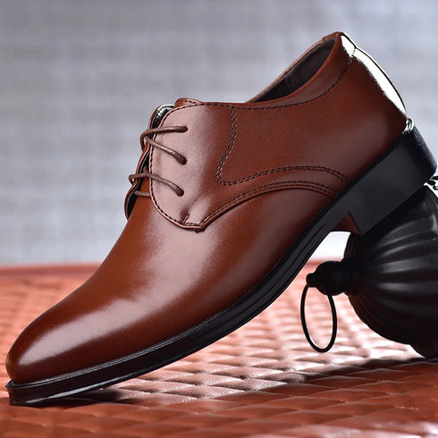 Elegant Men's Black Leather Oxfords for Formal Occasions - Perfect Wedding, Party, Office, and Business Shoes for Men